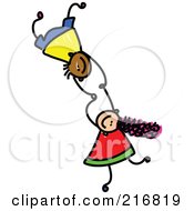 Poster, Art Print Of Childs Sketch Of Two Kids Holding Hands While Falling - 1