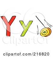 Childs Sketch Of A Lowercase And Capital Letter Y With A Yo Yo
