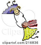 Royalty Free RF Clipart Illustration Of A Childs Sketch Of Two Girls Holding Hands And Falling 1