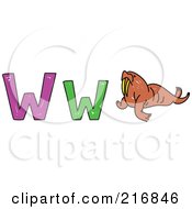 Poster, Art Print Of Childs Sketch Of A Lowercase And Capital Letter W With A Walrus