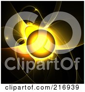 Glowing Yellow Sun With Fractal Flares On Black