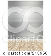 Poster, Art Print Of Wood Floor With A Wall Of Silver Wallpaper