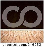 Poster, Art Print Of Wood Floor With A Dark Brown Wall
