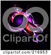 Poster, Art Print Of Purple Orb With Colorful Fractals On Black