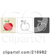 Poster, Art Print Of Digital Collage Of Three Apple Icons In Color Sketch Style And Black And White