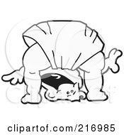 Royalty Free RF Clipart Illustration Of A Happy Outlined Baby In A Diaper Bent Over And Looking Through His Legs by Mascot Junction