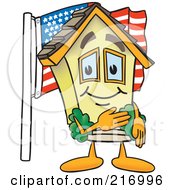 Home Mascot Character With An American Flag