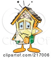 Royalty Free RF Clipart Illustration Of A Home Mascot Character With Damage by Mascot Junction #COLLC217006-0015