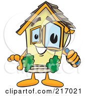 Home Mascot Character Using A Magnifying Glass
