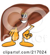 Liver Mascot Character Pointing Outwards
