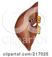 Royalty Free RF Clipart Illustration Of A Liver Mascot Character Looking Around A Blank Sign