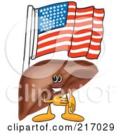 Liver Mascot Character With An American Flag