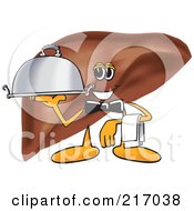 Liver Mascot Character Serving A Platter