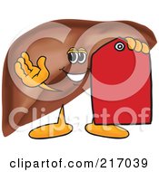 Liver Mascot Character With A Red Price Tag