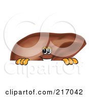 Poster, Art Print Of Liver Mascot Character Looking Over A Blank Sign