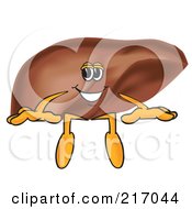 Liver Mascot Character Sitting On A Blank Sign