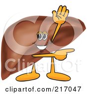 Royalty Free RF Clipart Illustration Of A Liver Mascot Character Waving And Pointing by Mascot Junction