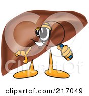 Liver Mascot Character Using A Magnifying Glass