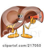 Royalty Free RF Clipart Illustration Of A Liver Mascot Character Holding A Megaphone