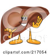 Royalty Free RF Clipart Illustration Of A Liver Mascot Character Waving by Mascot Junction