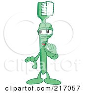 Poster, Art Print Of Green Toothbrush Character Mascot Whispering