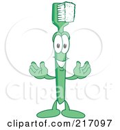 Royalty Free RF Clipart Illustration Of A Green Toothbrush Character Mascot
