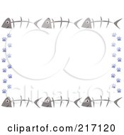 Royalty Free RF Clipart Illustration Of A Frame Of Fish Bones And Paw Prints by bpearth