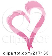 Royalty Free RF Clipart Illustration Of A Pink Heart Made Of Two Paint Strokes