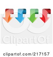 Poster, Art Print Of Row Of Colorful Arrows Curving Over Paper
