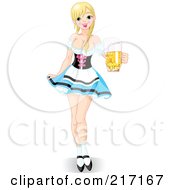 Sexy Oktoberfest Maiden In A Short Skirt Serving Beer