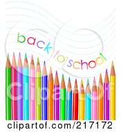 Poster, Art Print Of Back To School Text Waving Over Colored Pencils