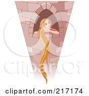 Royalty Free RF Clipart Illustration Of A Rapunzel Resting At The Window With Her Hair Hanging