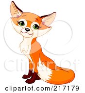 Royalty Free RF Clipart Illustration Of A Cute Handsome Fox Sitting by Pushkin
