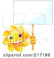 Poster, Art Print Of Freckled Sun Holding Up A Blank White Sign