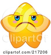 Royalty Free RF Clipart Illustration Of A Cute Yellow Star Character Frowning by Pushkin