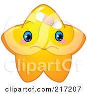 Poster, Art Print Of Cute Yellow Star Character Bandaged