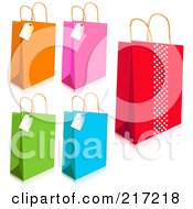 Poster, Art Print Of Digital Collage Of Colorful Shopping Bags And Tags With Shadows