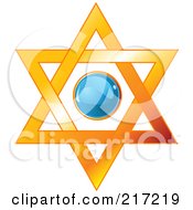 Poster, Art Print Of Blue Shiny Circle In A Star Of David