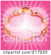 Poster, Art Print Of Golden Princess Frame On A Pink Burst