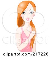 Royalty Free RF Clipart Illustration Of A Beautiful Red Haired Woman In A Pink Dress