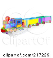 Poster, Art Print Of Colorful Toy Train With A Shadow