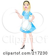 Royalty Free RF Clipart Illustration Of A Pretty Blond Maid In A Blue Dress