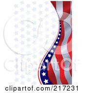 American Background Of Wavy Stripes And Stars