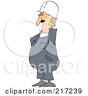 Poster, Art Print Of Caucasian Worker Man Cupping His Ear To Hear