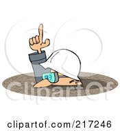 Royalty Free RF Clipart Illustration Of A Caucasian Worker Man In A Deep Pile Of Dirt