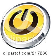 Poster, Art Print Of Shiny Yellow Black And Chrome Power App Icon Button