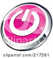 Poster, Art Print Of Shiny Pink White And Chrome Power App Icon Button