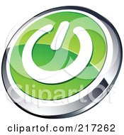 Royalty Free RF Clipart Illustration Of A Shiny Green White And Chrome Power App Icon Button