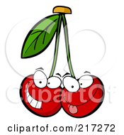 Royalty Free RF Clipart Illustration Of Two Cherry Characters Making Faces