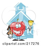 Poster, Art Print Of Red Apple Ringing A Bell By A School House